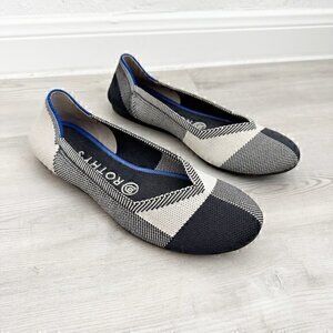 Rothy's The Flat Round Cap Toe Plaid Blue Halo Limited Edition Ballet‎ Shoes 6.5